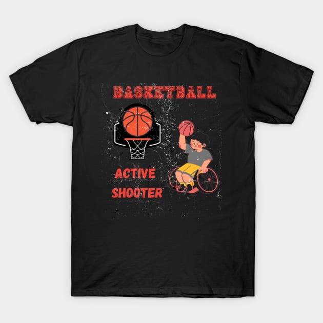 Active Shooter Basketball T-Shirt by malbajshop